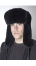 Black rex rabbit fur hat Russian style